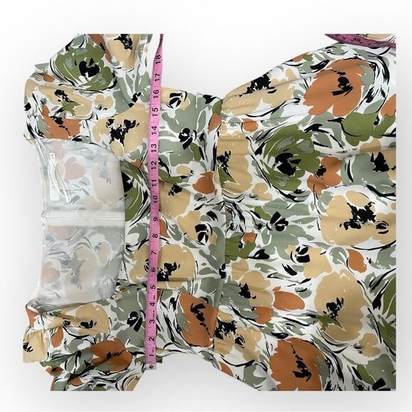 ASTR The Label Poplin Square Neck Floral Midi Dress Medium - Picture 4 of 11